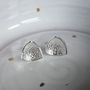 Handmade Textured Silver Trillion Stud Earrings, thumbnail 4 of 5