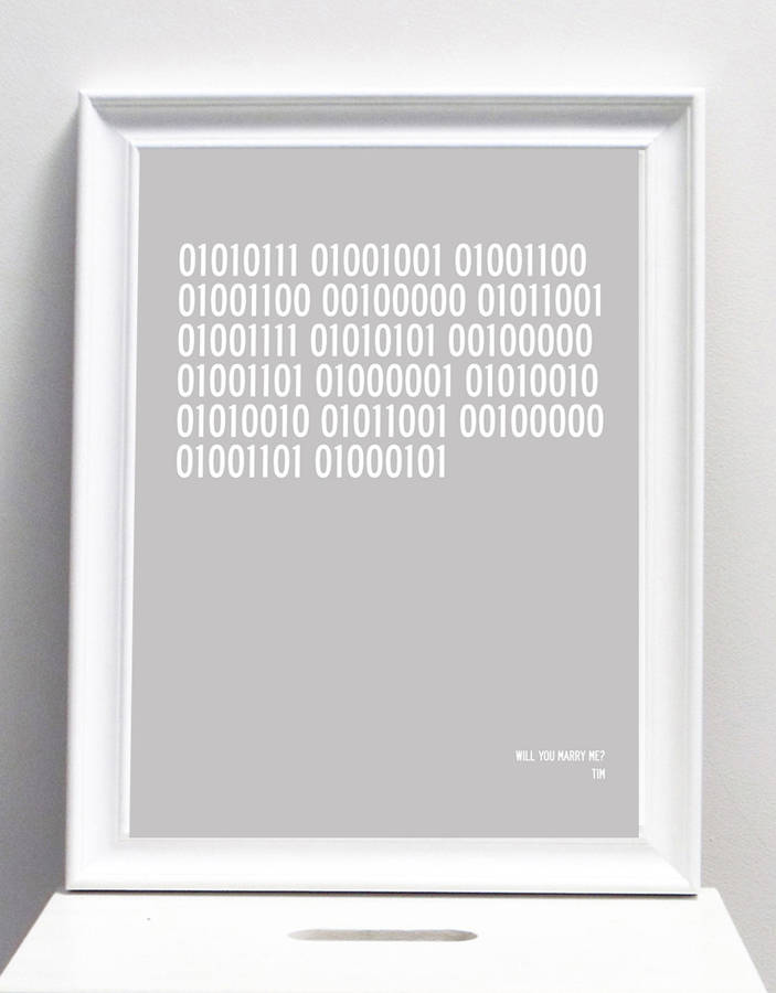 Personalised Binary Code Print, Poster Or Canvas By I Love Design ...