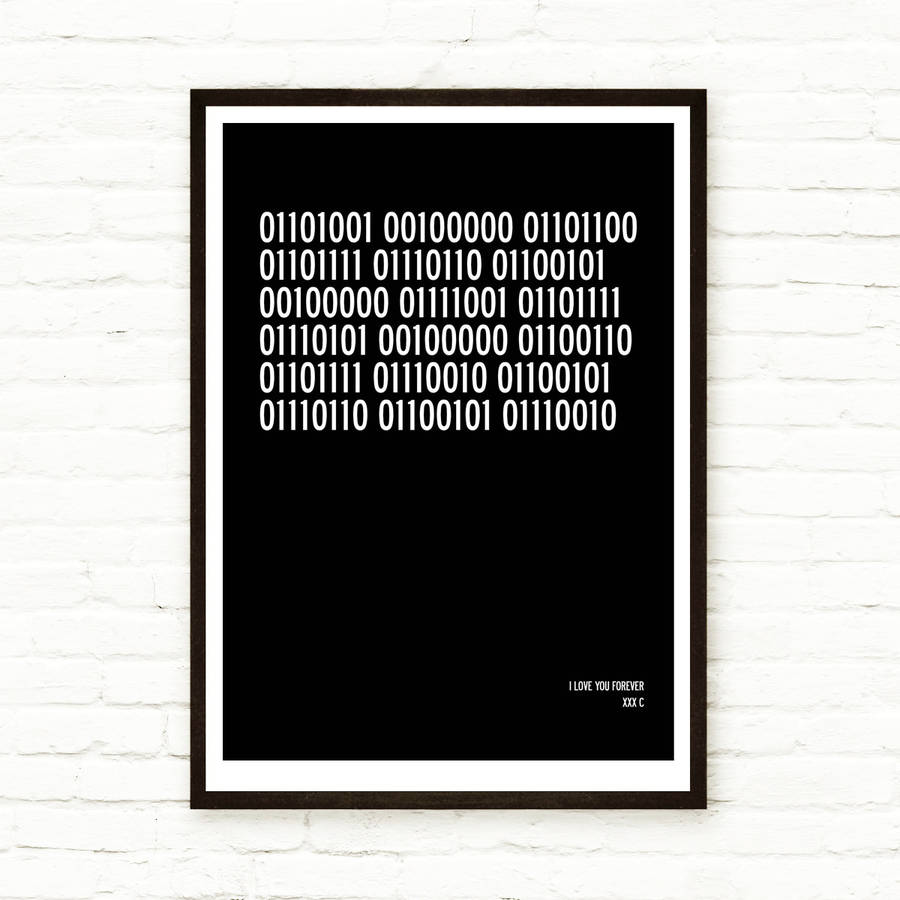 Personalised Binary Code Print, Poster Or Canvas By I Love Design