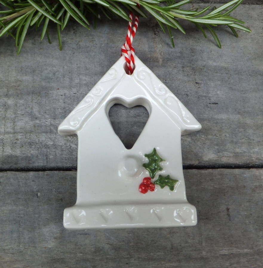 handmade ceramic bird house christmas decorations by ...