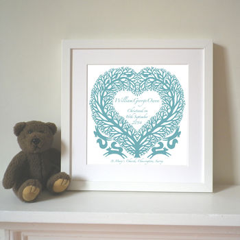 Personalised New Baby And Christening Tree Heart Print, 3 of 6