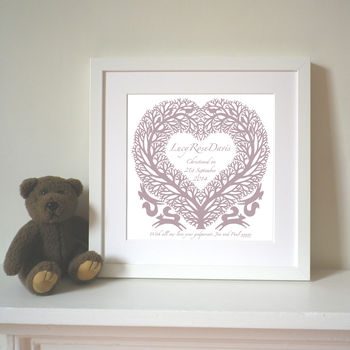 Personalised New Baby And Christening Tree Heart Print, 4 of 6