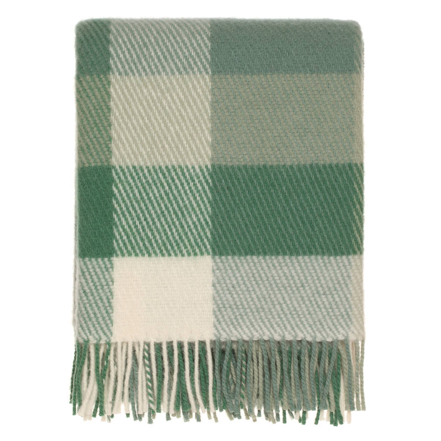 leaf green check throw by dreamwool blanket co. | notonthehighstreet.com
