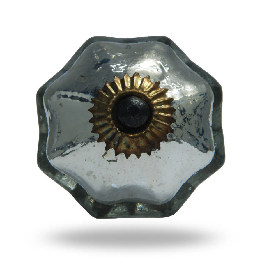 glass mirror melon knob with brass fittings by trincaferro