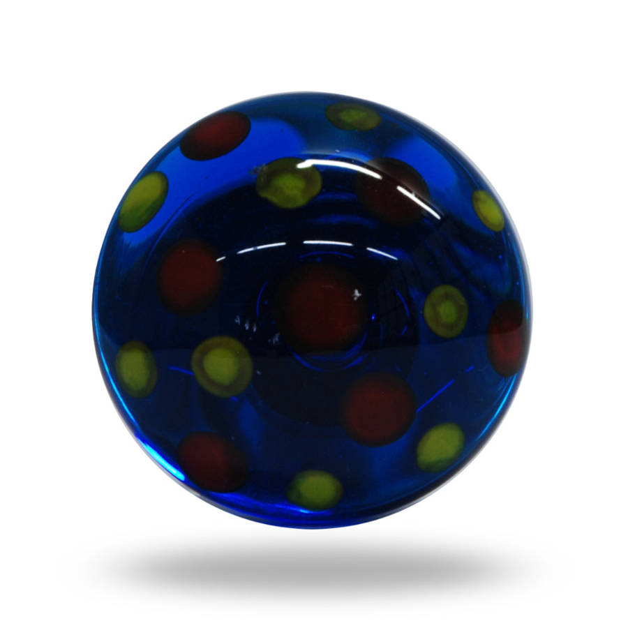 Glass Mushroom Knob Yellow And Red Polka Dot