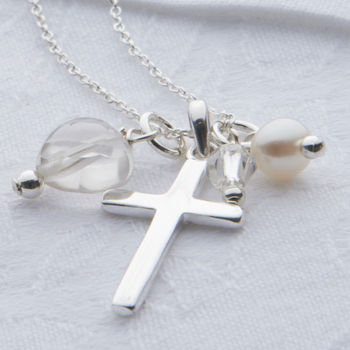 Girl's Sterling Silver Christening And Baptism Necklace, 3 of 6
