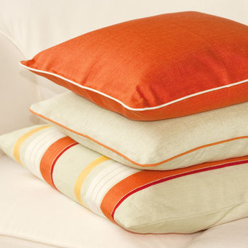 Orange Linen Cushion Cover With Piping, 5 of 8