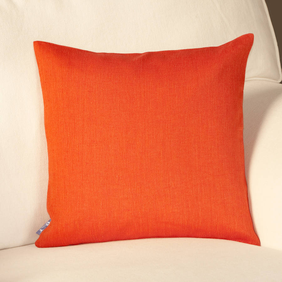 orange linen cushion cover with piping by jodie byrne ...