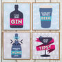 A Set Of Four Party Drinks Christmas Cards, thumbnail 1 of 10
