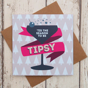 A Set Of Four Party Drinks Christmas Cards, 9 of 10