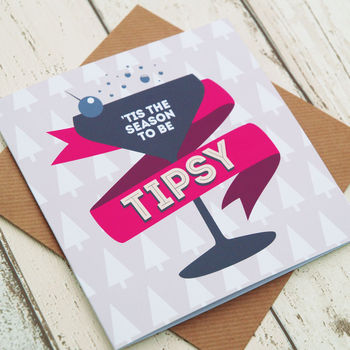 Tis The Season To Be Tipsy Funny Christmas Card, 3 of 4