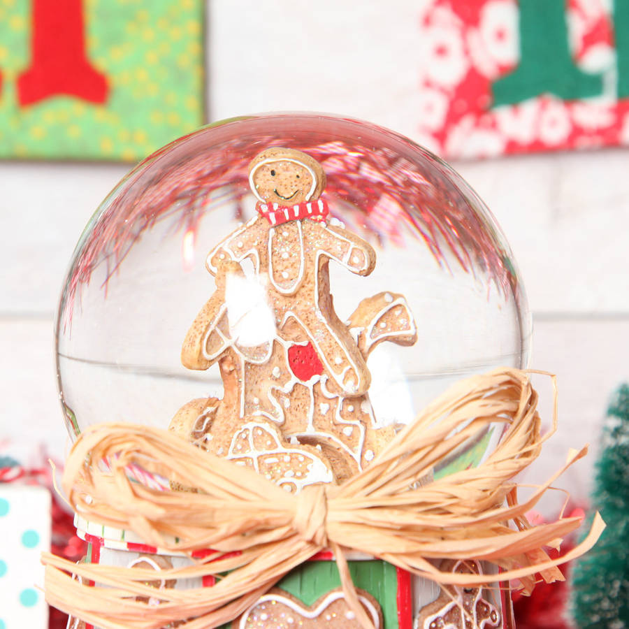 Christmas Musical Gingerbread Man Snow Globe Dome By red berry apple