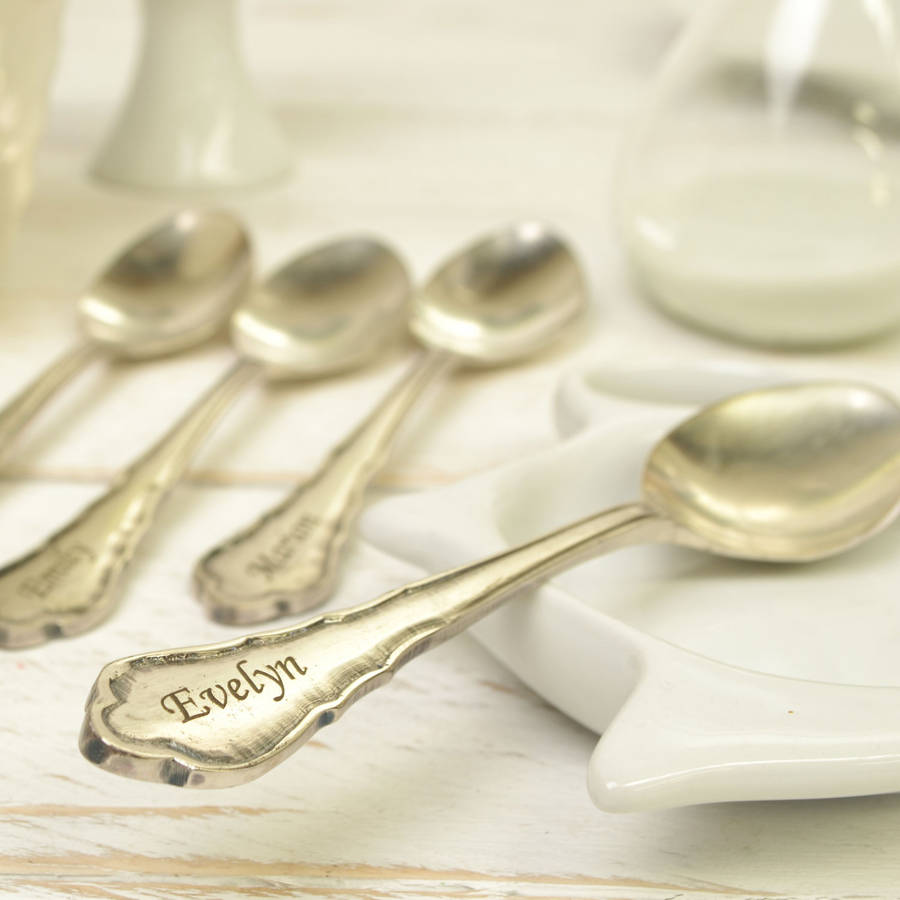 Personalised Vintage Inspired Teaspoon Set By Create Gift Love