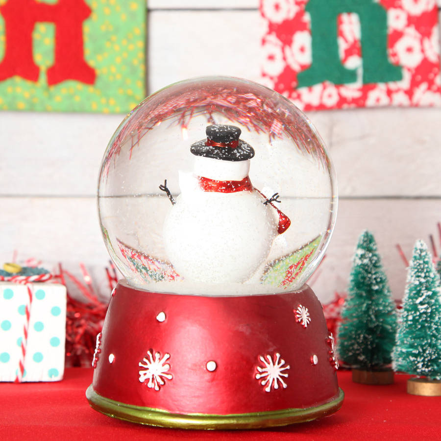 christmas snowman large musical snow globe dome by red berry apple ...