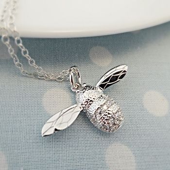 Personalised Silver Bee Necklace, 4 of 8