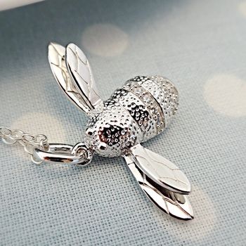 Personalised Silver Bee Necklace, 5 of 8