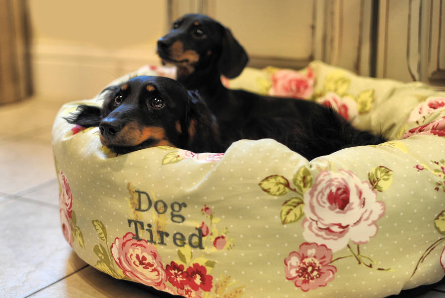 personalised rose floral dog bed by pins and ribbons