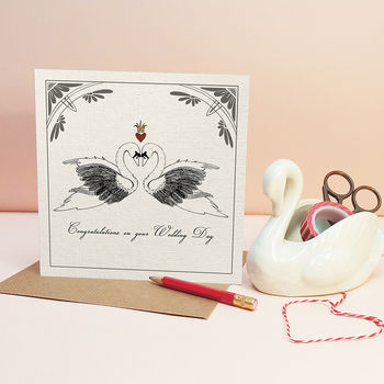'Art Nouveau Swans' Wedding Card, 2 of 2