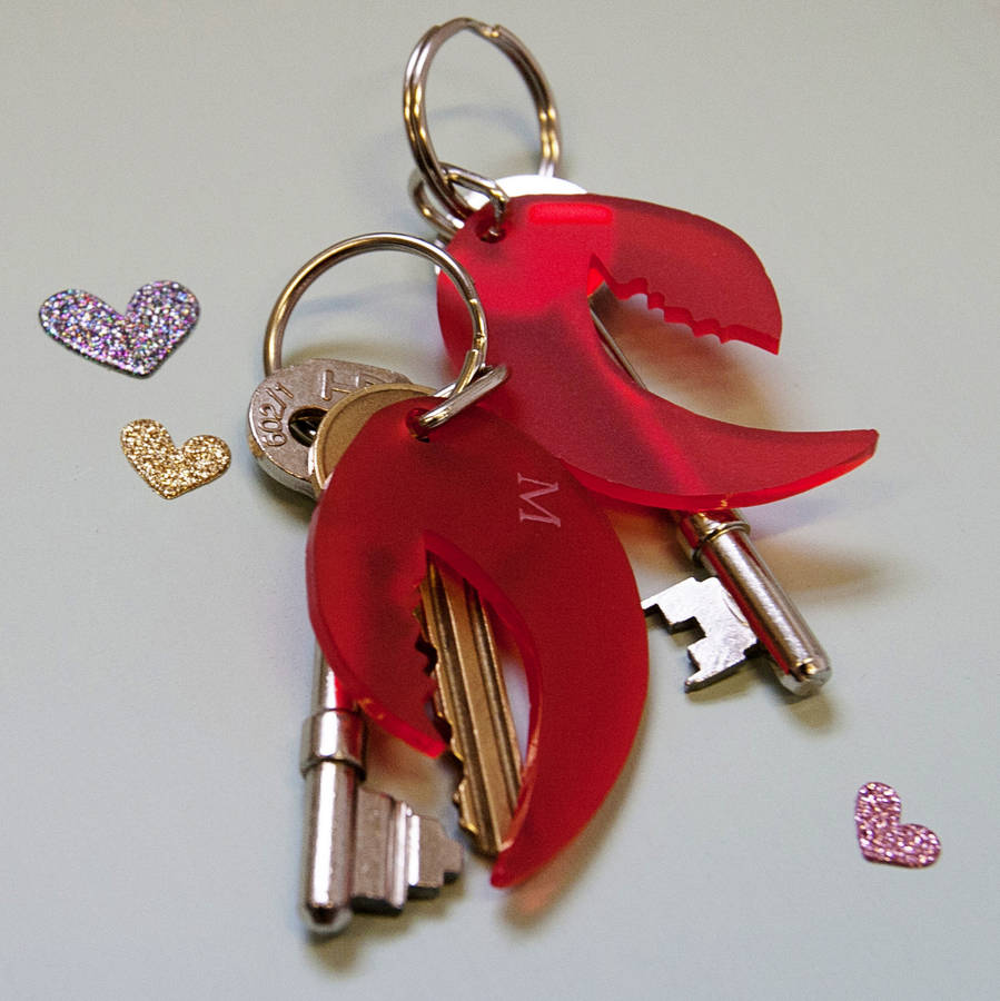 Personalised Pair Of Lobster Claw Keyrings By Betsy Benn
