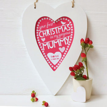 Personalised Nanny's First Christmas Framed Heart, 3 of 5