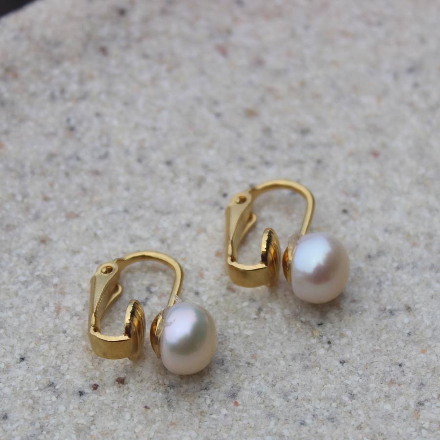 pearl clip on earrings by bish bosh becca