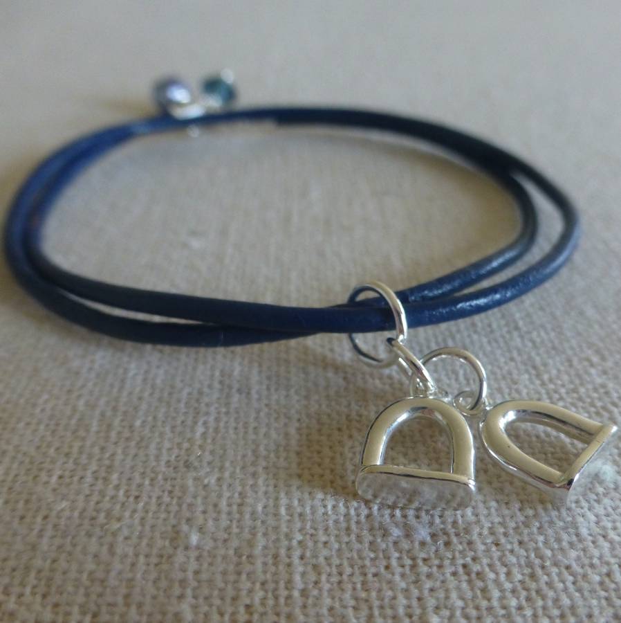 Silver And Leather Stirrup Charm Bracelet By Anne Reeves Jewellery ...