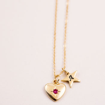 Starburst Heart Birthstone Necklace, 2 of 4