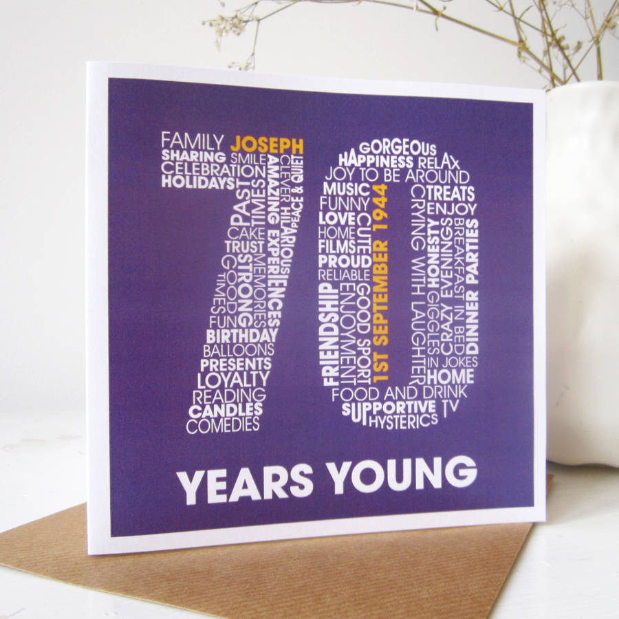 personalised 70th birthday card by mrs l cards | notonthehighstreet.com