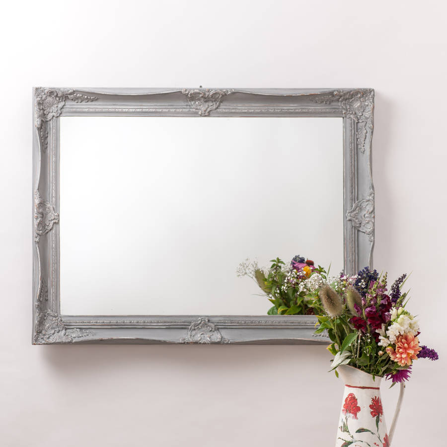 Vintage Ornate Grey Large Mirror By Hand Crafted Mirrors Vintage Ornate Grey Large Mirror