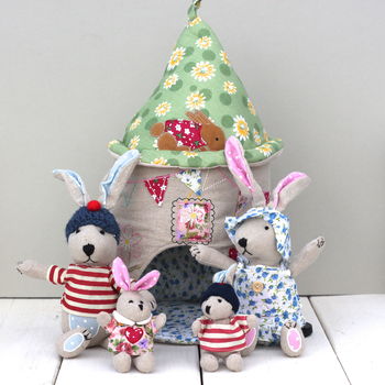 Fabric Rabbit House And Family, 3 of 4