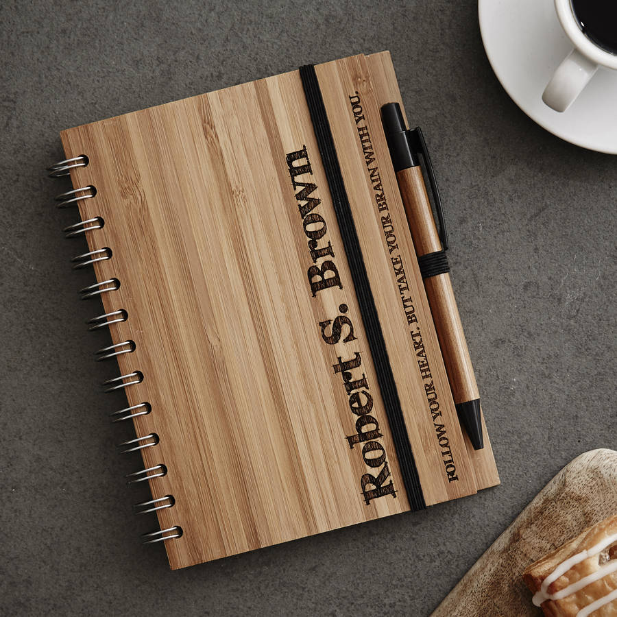 Personalised Etched Wooden Notebook Set For Him By Sophia Victoria Joy ...