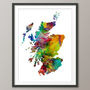 Scotland Map Watercolour Print, thumbnail 4 of 6