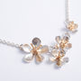 Silver And 9ct Gold Cherry Blossom Pendant Necklace, thumbnail 1 of 2