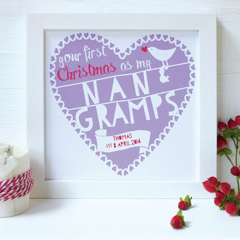 Personalised Grandparents First Christmas Framed Print By Birdyhome | notonthehighstreet.com