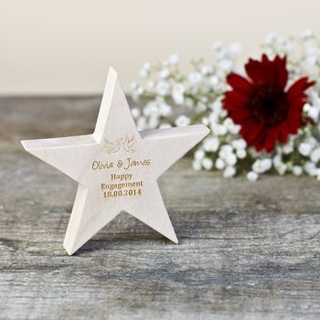 Personalised Engagement Wedding Wooden Star, 2 of 3