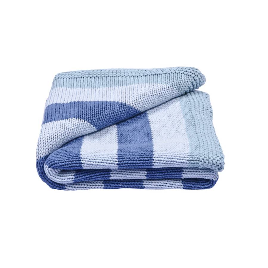 Baby Boys Striped Blue Blanket By Toffee Moon ...