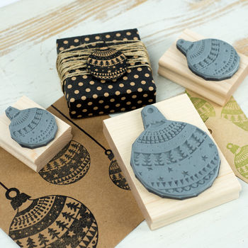 Christmas Pattern Bauble Rubber Stamp, 2 of 3