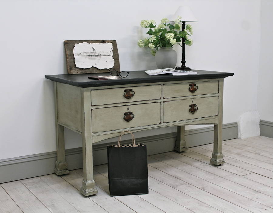 Distressed Antique Painted Console Table By Distressed but not Forsaken