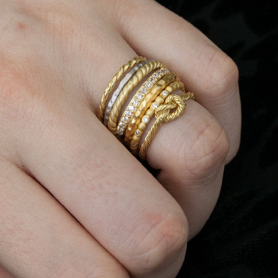 hammered gold stacking ring by rochelle shepherd jewels. gold and