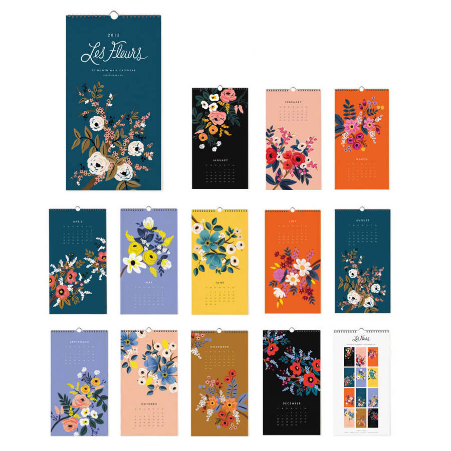 floral 2015 wall calendar by little baby company | notonthehighstreet.com