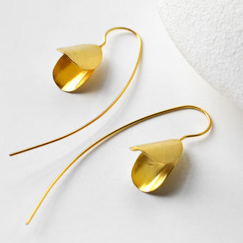 Sterling Silver Gold Plated Snowdrop Earrings, 2 of 5