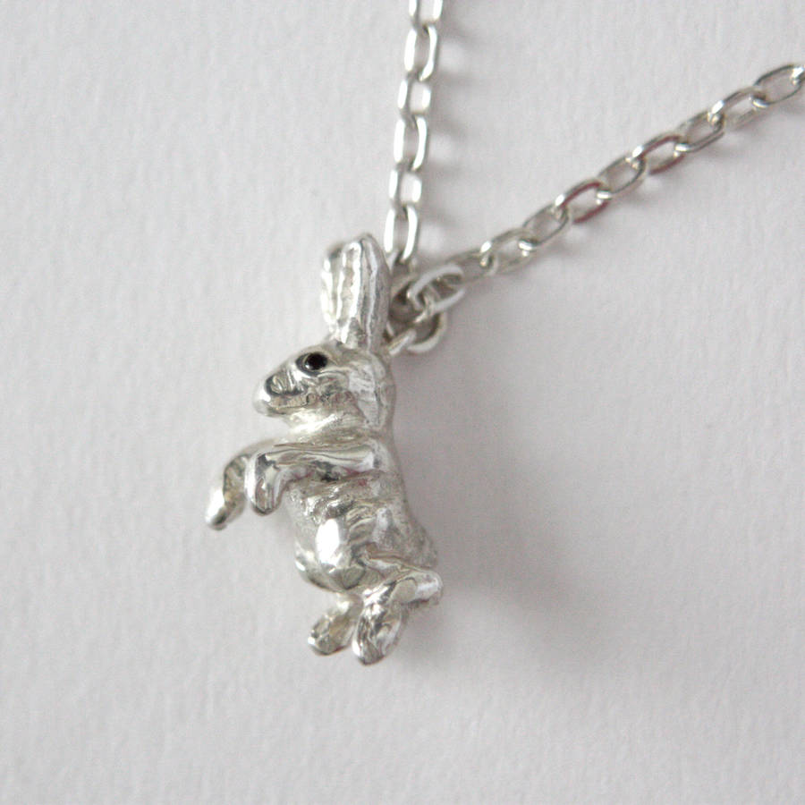 hare necklace. silver and black diamonds by rock cakes ...