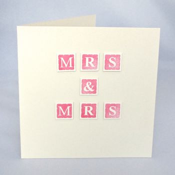 Handmade 'Mrs And Mrs' Wedding Card, 2 of 3