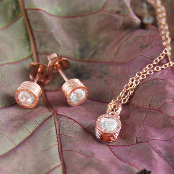 White Topaz Rose Gold Plated Silver Jewellery Set, 3 of 8