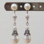Crystal Filigree And Pearl Long Drop Earrings, thumbnail 1 of 3