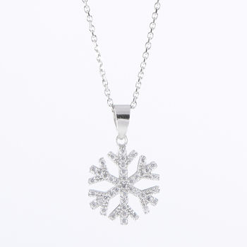 Sterling Silver Crystal Snowflake Necklace, 2 of 3