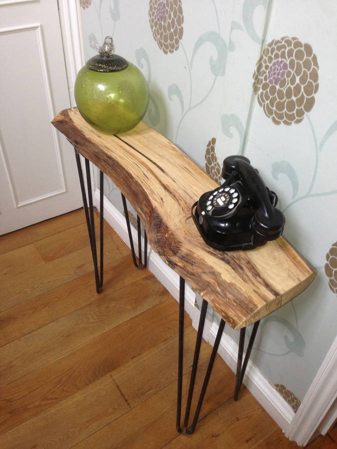 Solid Oak Console Table With Iron Legs By Sandman Home and Garden