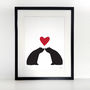 Bear Couple Sitting Silhouette, Personalised A3 Print, thumbnail 2 of 7