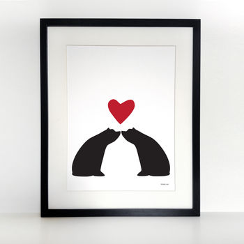 Bear Couple Sitting Silhouette, Personalised A3 Print, 2 of 7