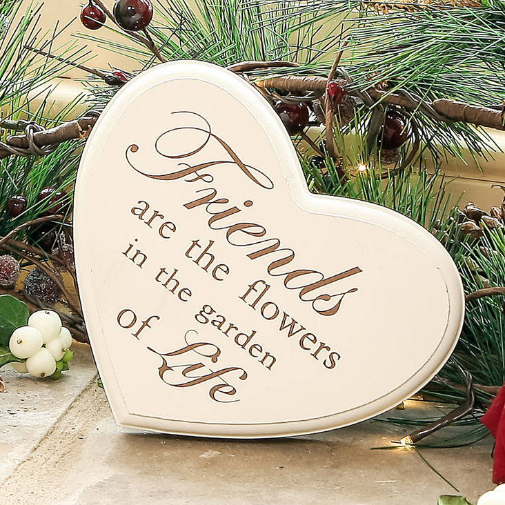 Cream Wooden Heart Friends Plaque By Dibor